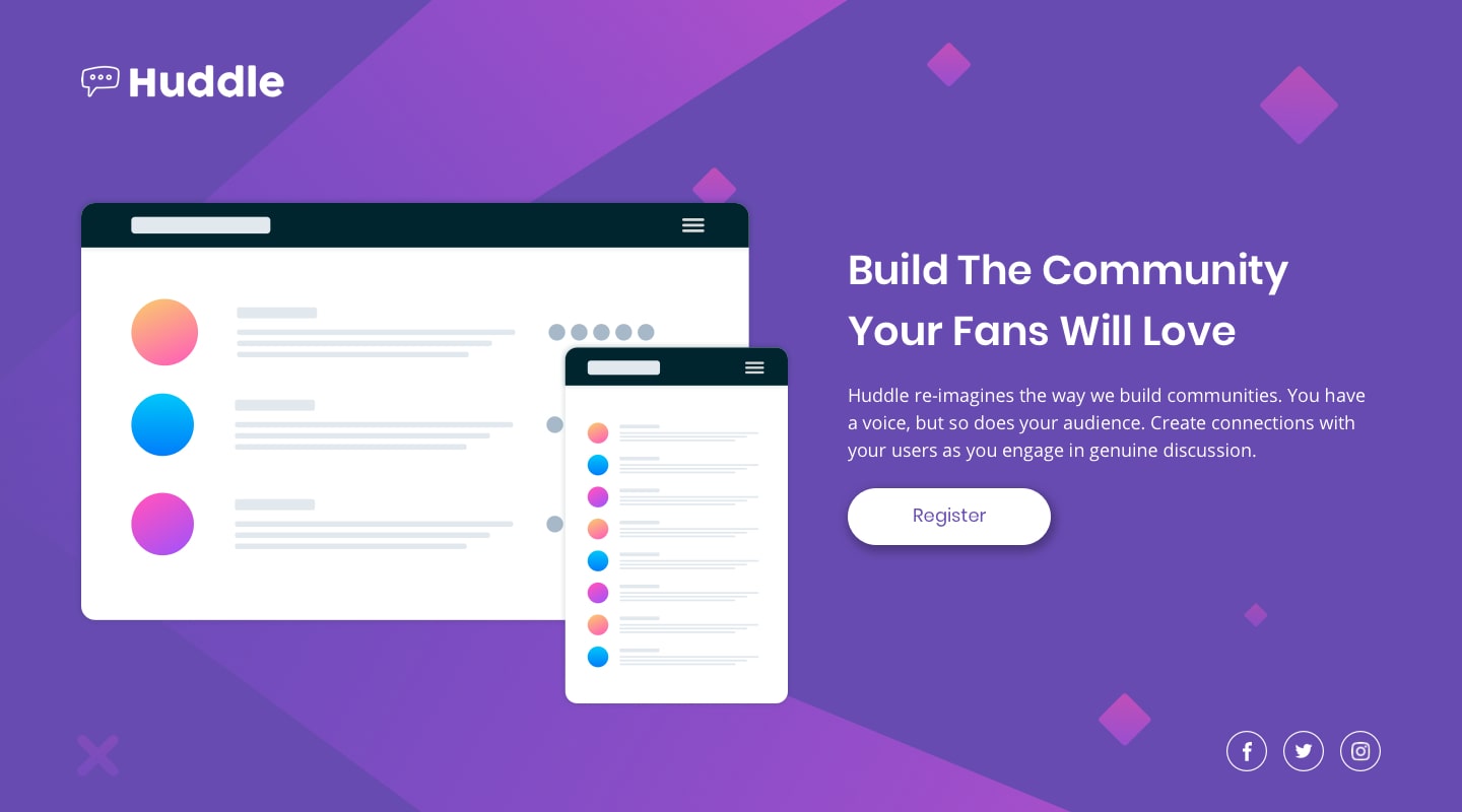 huddle-landing-page-with-single-introductory-section